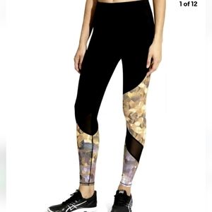 Athleta Asymmetrical Mesh Sonar Tight Pant Yoga Womens Size Medium